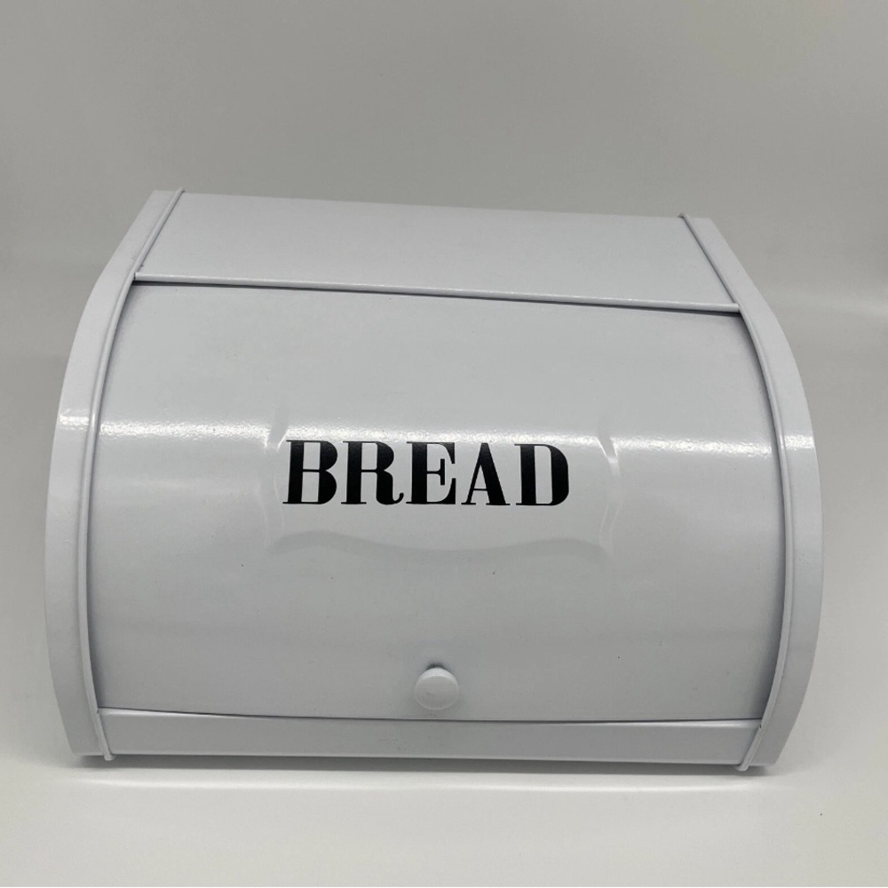 Retro White Metal Tin Bread Box By Ashland 11.5”